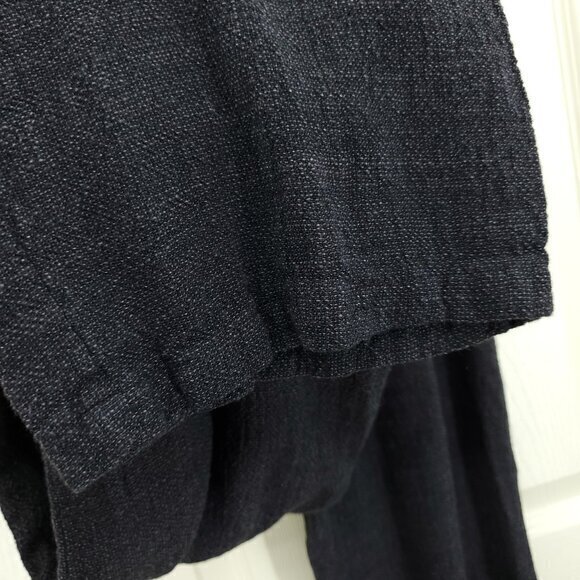 Eileen Fisher Petite Linen-Blend Textured Straight Leg Pants PM Black/Gray - Picture 9 of 16